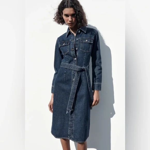 white christmas dresses Chambray Dress | Faded Indigo | Made in the USA main image 1